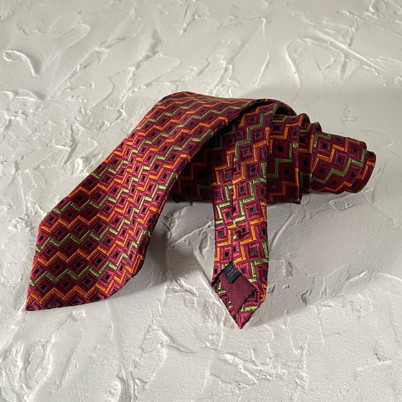 Giacomo De Senese Men's Chevron Silk Necktie - Picture 8 of 14